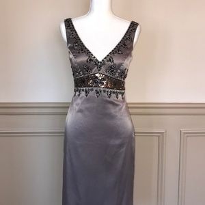 Sue Wong Size 6 Gray Beaded Dress
